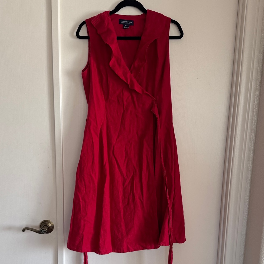 Jones New York Red Ruffle Mini Dress